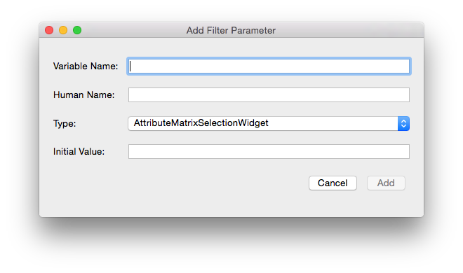 Add Filter Parameter Dialog