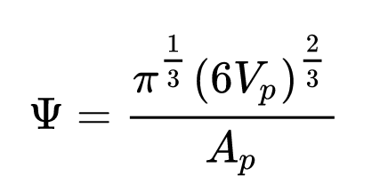 Equation for Sphericity used in the filter