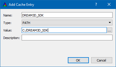 Figure 4: Setting the DREAM3D_SDK CMake variable