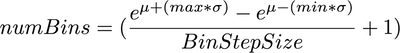 Equation to calculate the number of bins